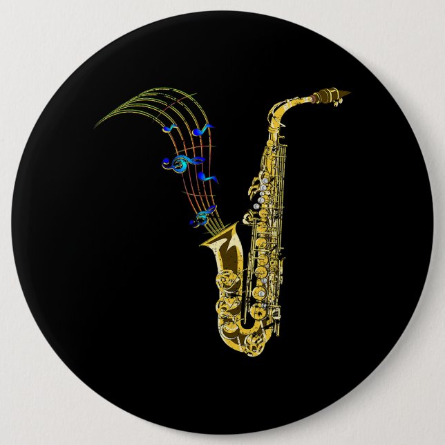 Marching Band Saxophonist Gift Jazz Music Saxophon 6 Cm Round Badge (Front)