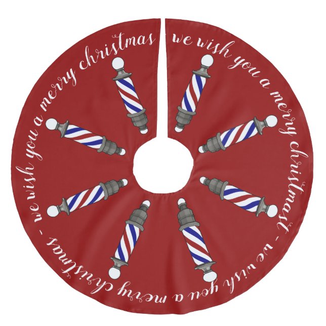 Marching Barberpoles Merry Christmas Brushed Polyester Tree Skirt (Front)