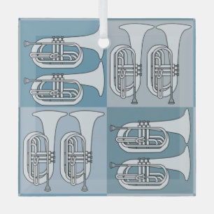 Marching Baritone Crosshatch Glass Tree Decoration