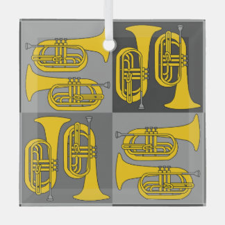 Marching Baritone Crosshatch Glass Tree Decoration