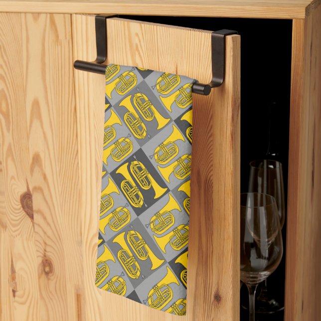 Marching Baritone Crosshatch Tea Towel (Thirds Fold)