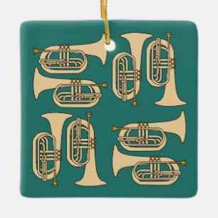 Marching Baritone Crosshatch Tote Bag Ceramic Ornament