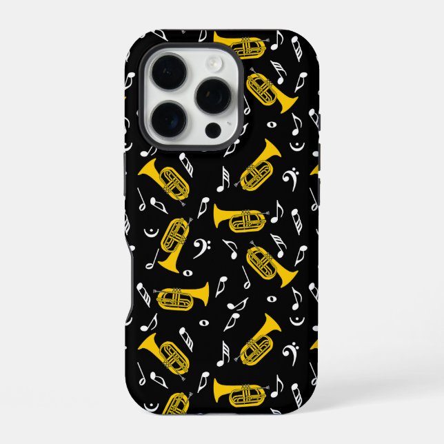 Marching Baritone Music Notes Bass Clefs iPhone Case (Back)