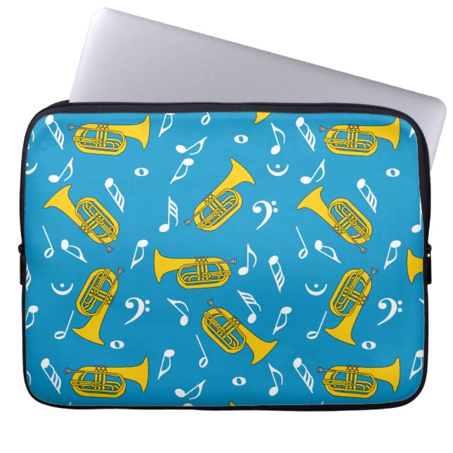 Marching Baritone Music Notes Bass Clefs Laptop Sleeve (Front)
