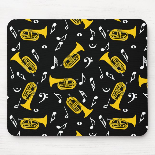 Marching Baritone Music Notes Bass Clefs Mouse Pad (Front)