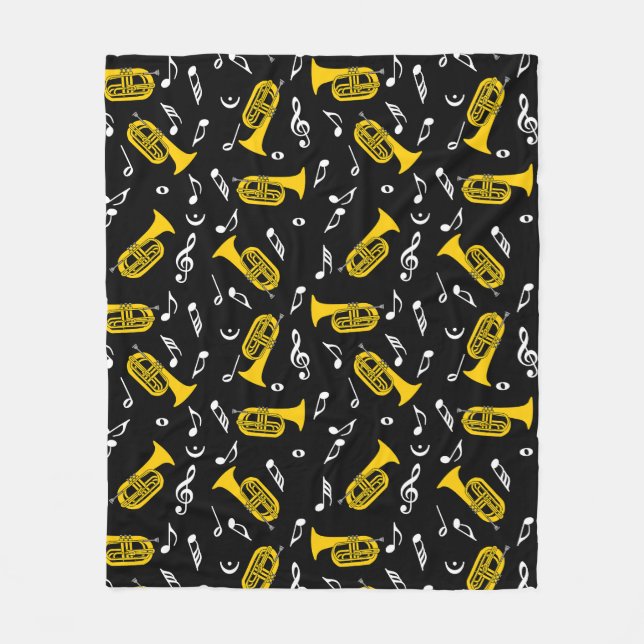 *Marching Baritone Music Notes Fleece Blanket (Front)