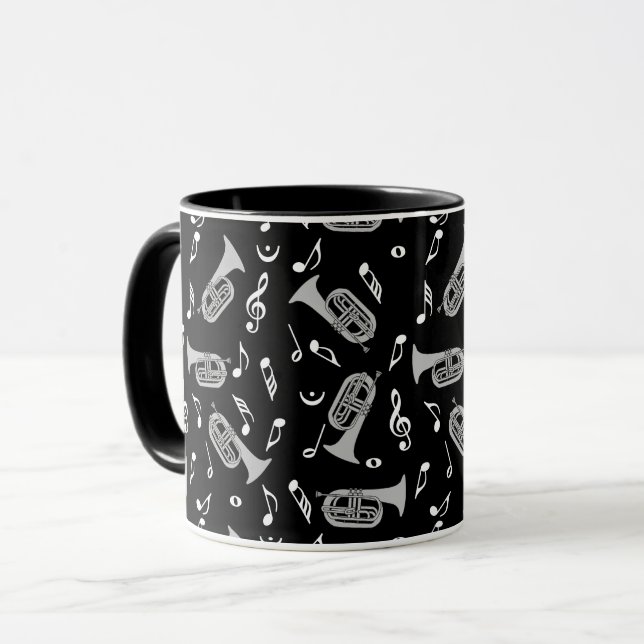 Marching Baritone Music Notes Mug (Front Left)