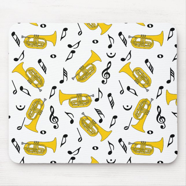 Marching Baritone Music Notes Treble Clefs Mouse Pad (Front)