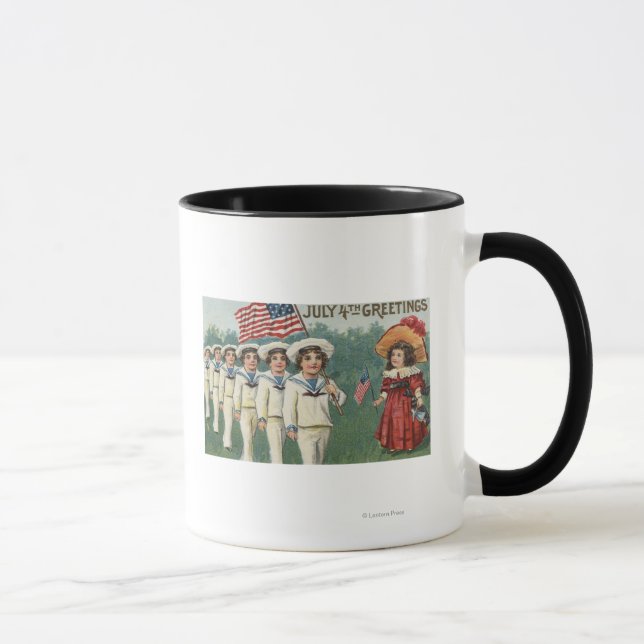 Marching Boys Dressed as Sailors Mug (Right)