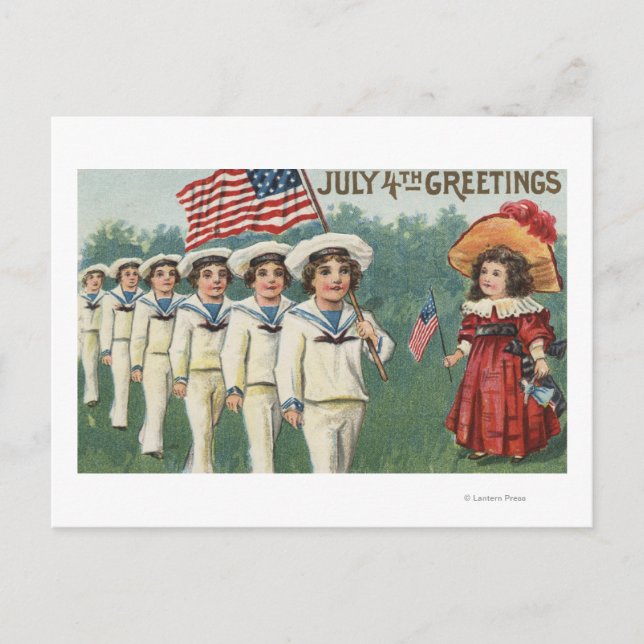 Marching Boys Dressed as Sailors Postcard (Front)