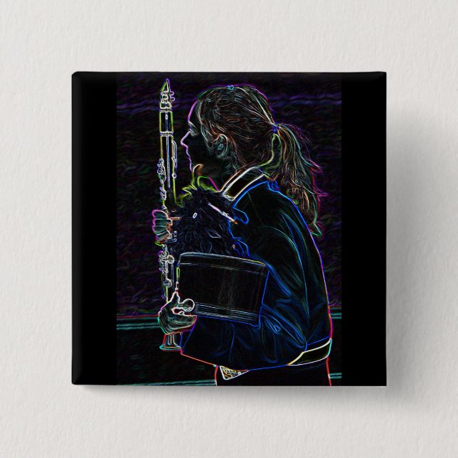Marching Clarinetist Square Button (Front)