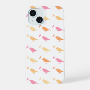 Marching Daisy Bird Design Orange Pink iPhone 15 Case