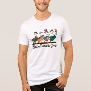 Marching Patriotic Geese T-Shirt Funny 4th of July Tri-Blend Shirt