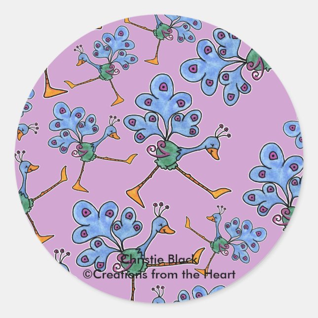 Marching Peacock collage Classic Round Sticker (Front)