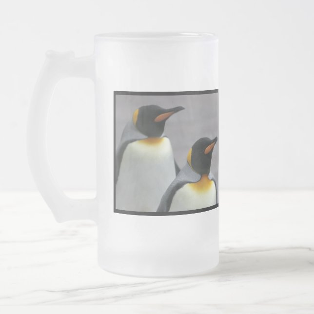 Marching Penguins Frosted Beer Mug (Left)