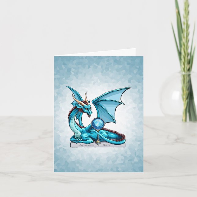 March's Birthstone Dragon Aquamarine Card (Front)