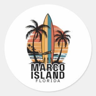 Marco Island Beach Florida Surfing Surfer _1 Classic Round Sticker