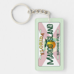 Marco Island Florida flag license plate keychain
