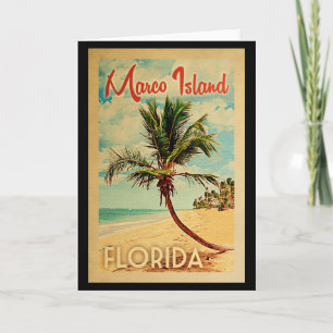 Marco Island Florida Palm Tree Beach Vintage Trave Card