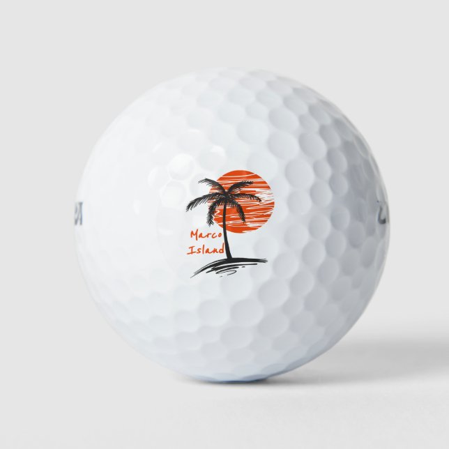 Marco Island Florida Palm Tree Golf Balls (Front)