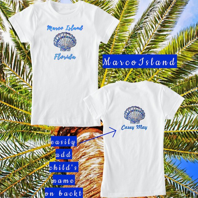 Marco Island Florida Pretty Mosaic Seashell Name T-Shirt (Creator Uploaded)