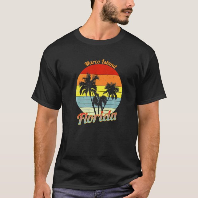 Marco Island Florida Retro Tropical Palm Trees Vac T-Shirt (Front)