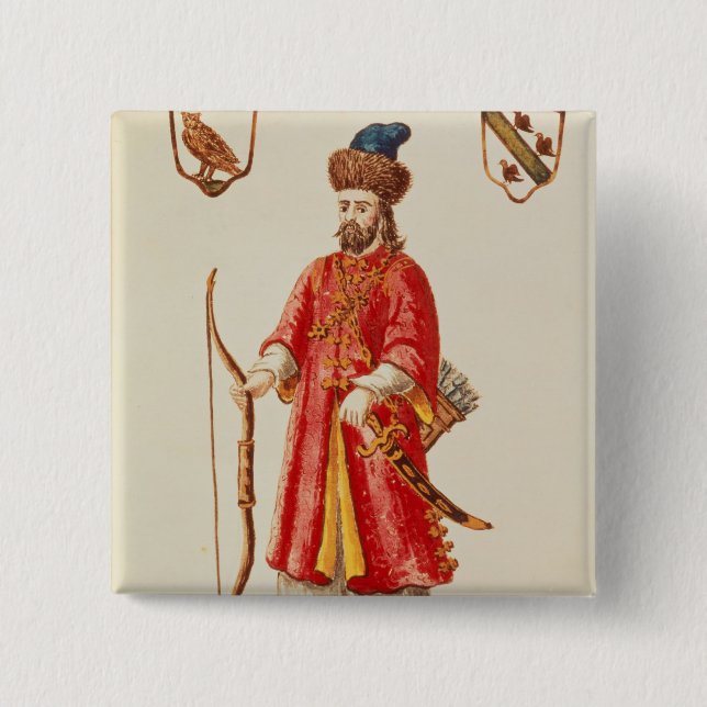 Marco Polo  dressed in Tartar costume 15 Cm Square Badge (Front)