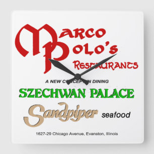Marco Polo's Restaurants, Evanston, IL Square Wall Clock