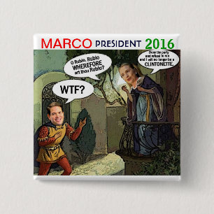 Marco Rubio for President 2016 15 Cm Square Badge