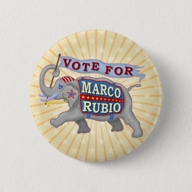 Marco Rubio President 2016 Republican Elephant 6 Cm Round Badge (Front)