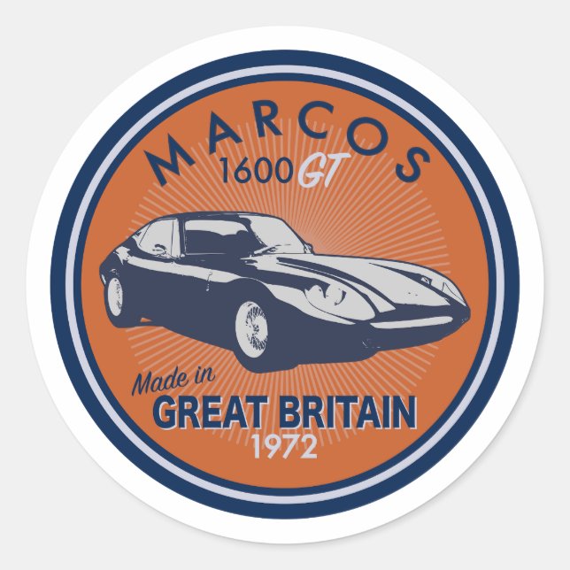 Marcos 1600GT Classic Round Sticker (Front)