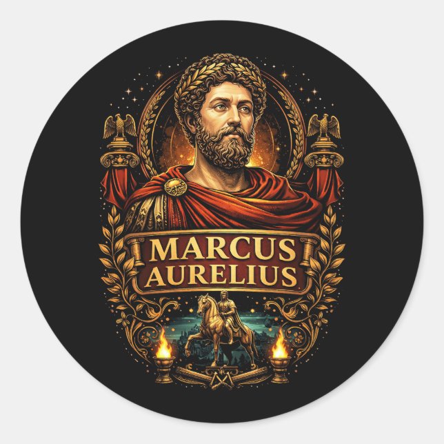 Marcus Aurelius Classic Round Sticker (Front)