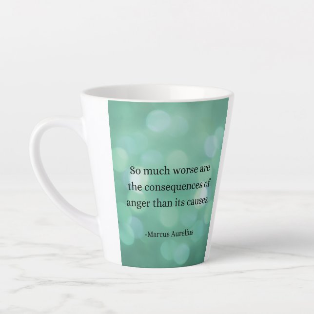 Marcus Aurelius: Conquer Anger, Find Inner Peace Latte Mug (Left)