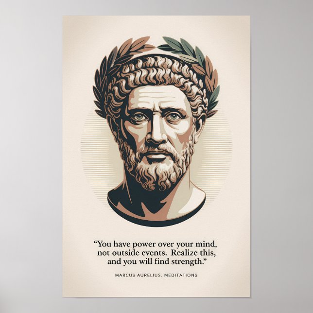 Marcus Aurelius Meditations Quote Illustration Art Poster (Front)