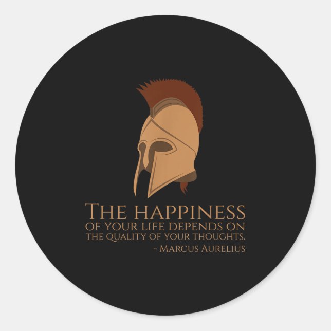 Marcus Aurelius Quote On Happness - Ancient Roman  Classic Round Sticker (Front)