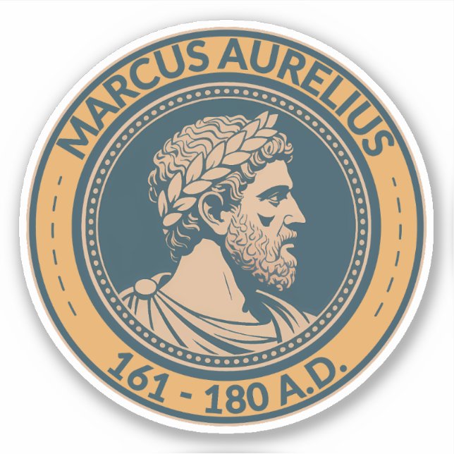 Marcus Aurelius Roman Emperor Illustration Badge (Front)