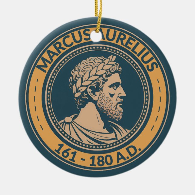 Marcus Aurelius Roman Emperor Illustration Badge Ceramic Tree Decoration (Front)