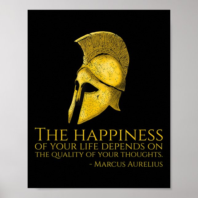 Marcus Aurelius Stoic Quote On Happness - Roman Ph Poster (Front)