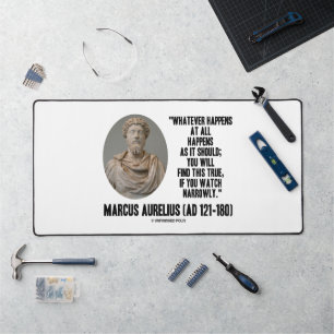 Marcus Aurelius Whatever Happens At All Happens Desk Mat
