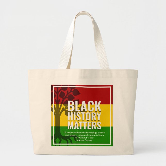 MARCUS GARVEY BHM Quote Large Tote Bag (Front)