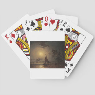 Marcus Larson nocturnal-voyage moon night vintage. Playing Cards
