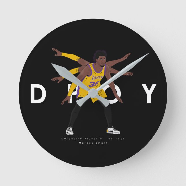 Marcus Smart DPOY | Los Angeles Lakers Round Clock (Front)