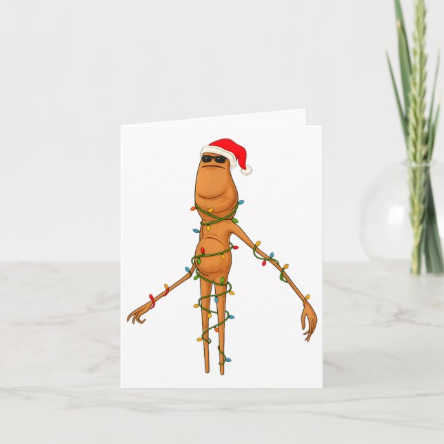 Marcus The Worm, Funny Christmas Lights  Card (Front)