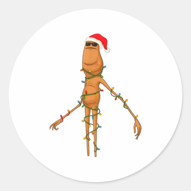 Marcus The Worm, Funny Christmas Lights  Classic Round Sticker (Front)