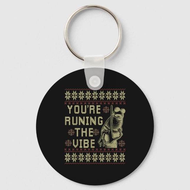 Marcus The Worm You're Ruining The Vibe Xmas Ugly  Key Ring (Front)