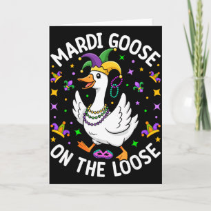 Mardi Goose On The Loose Funny Jester Duck Carniva Card