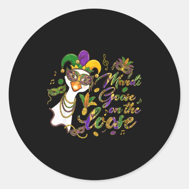 Mardi Goose On The Loose Mardi Gras Silly Goose Ca Classic Round Sticker (Front)
