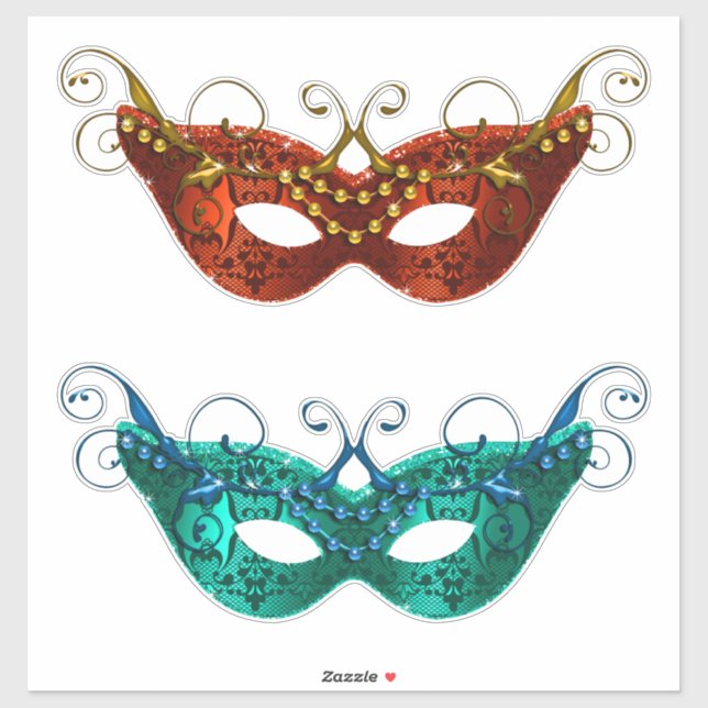 Mardi Gra Beaded Feathers Masks (Sheet)