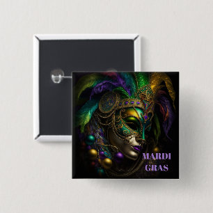 Mardi Gras 15 Cm Square Badge