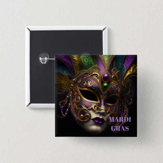 Mardi Gras  15 Cm Square Badge (Front & Back)